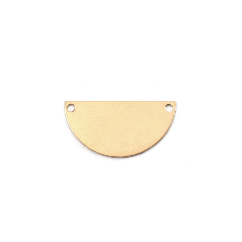 Metal Stamping Blanks Brass Half Round, Disc, Circle with Holes, 18mm (.71"), 24g, Pack of 5